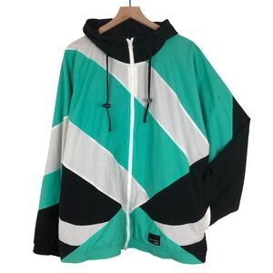 ADIDAS Equipment ADV 91 18 Windbreaker Jacket Mens L Green Black White Geometric